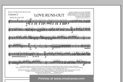 Love Runs Out (One Republic): Clarinet 2 part by Andrew Brown, Brent Kutzle, Eddie Fisher, Ryan B Tedder, Zachary Filkins