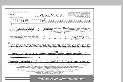Love Runs Out (One Republic): Snare part by Andrew Brown, Brent Kutzle, Eddie Fisher, Ryan B Tedder, Zachary Filkins