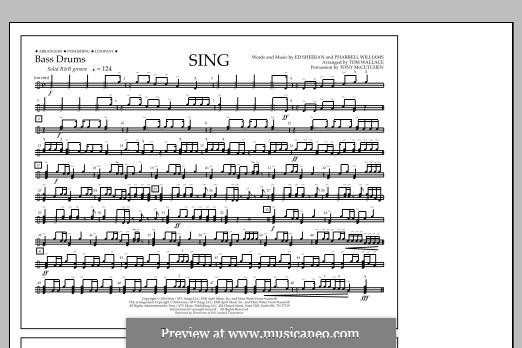 Sing (arr. Tom Wallace): Bass Drums part by Ed Sheeran, Pharrell Williams