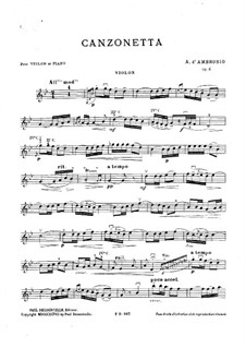Canzonetta No.1, Op.6: Parte de solo by Alfredo D'Ambrosio