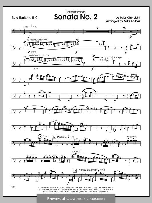 Sonata No.2: For baritone and piano – Solo Baritone B.C. part by Luigi Cherubini