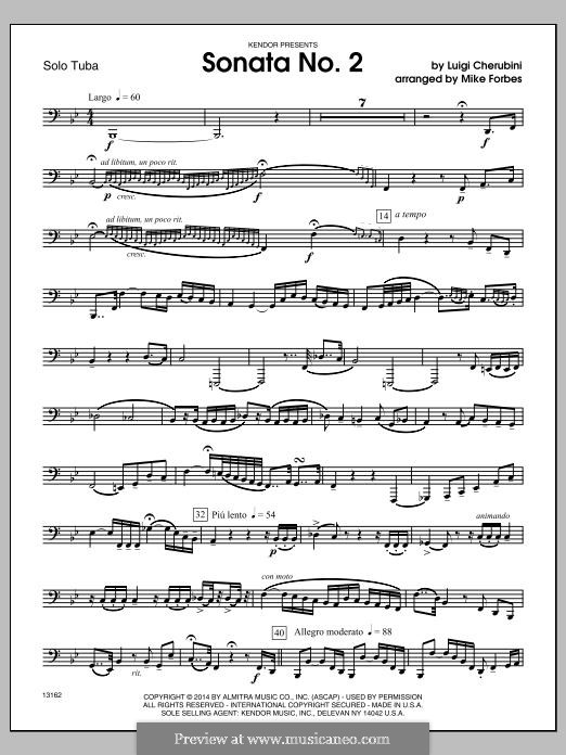 Sonata No.2: For tuba and piano – Solo Tuba part by Luigi Cherubini
