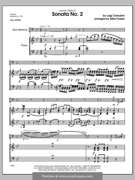 Sonata No.2: For baritone and piano – Piano part by Luigi Cherubini