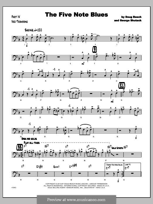 The Five Note Blues: 3rd Trombone part by Doug Beach