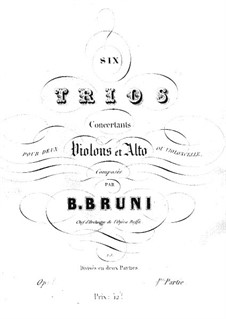 Six Concert Trios for Two Violins and Viola (or Cello), Op.1: Trios No.1-3 – violin I part by Antonio Bartolomeo Bruni