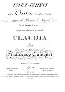Variations on 'La ci darem la mano' from 'Don Giovanni' by Mozart, Op.18: Para Guitarra by Francesco Calegari