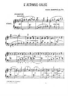 Autumn Waltz, Op.170: para um único musico (Editado por H. Bulow) by Isaac Albéniz