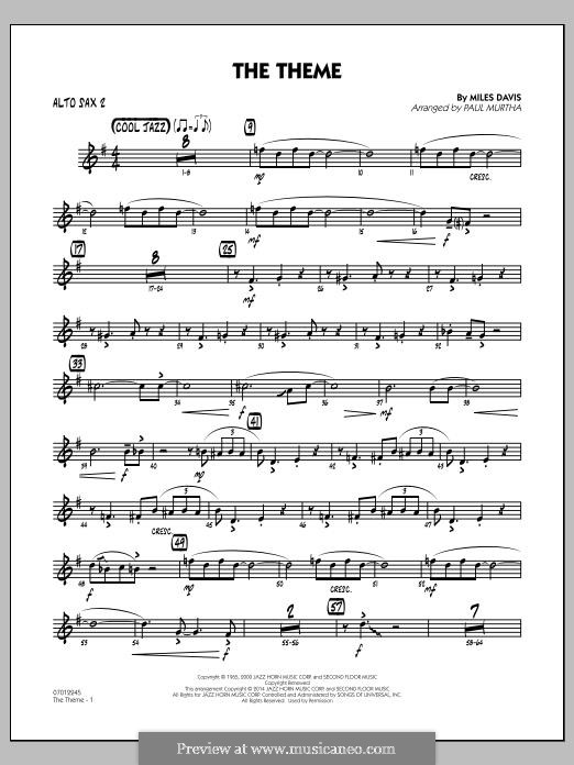 The Theme: Alto Sax 2 part by Miles Davis