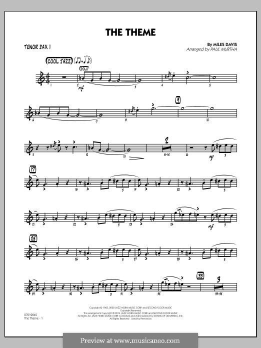 The Theme: Tenor Sax 1 part by Miles Davis