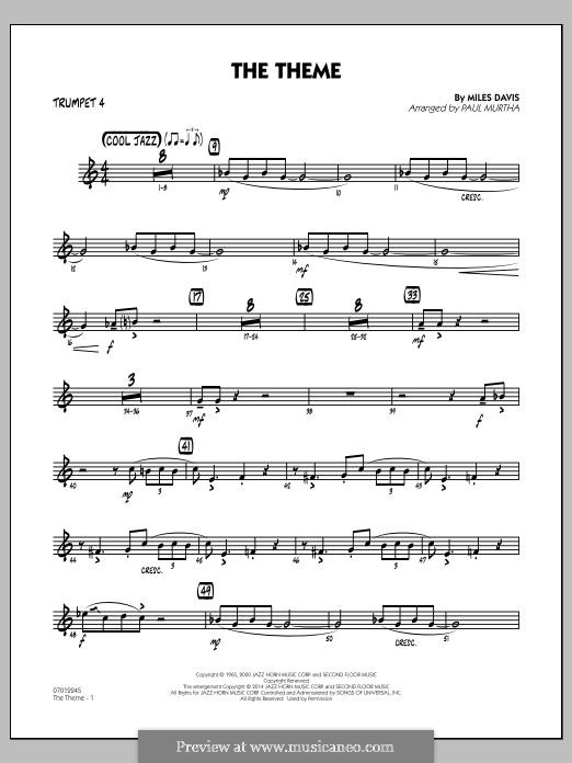 The Theme: Trumpet 4 part by Miles Davis