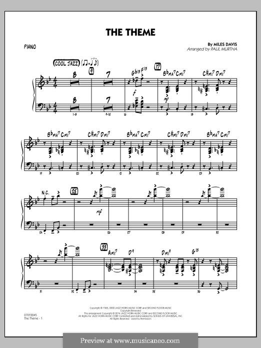 The Theme: parte piano by Miles Davis