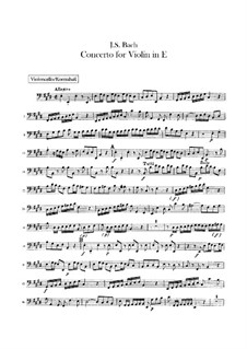 Concerto for Violin, Strings and Basso Continuo No.2 in E Major, BWV 1042: parte violoncelo e contrabaixo by Johann Sebastian Bach