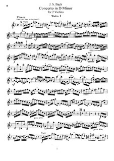 Double Concerto for Two Violins, Strings and Basso Continuo in D Minor, BWV 1043: Arrangement for two violins and piano – violin I part by Johann Sebastian Bach