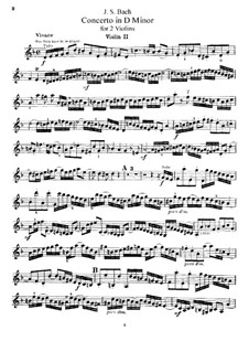 Double Concerto for Two Violins, Strings and Basso Continuo in D Minor, BWV 1043: Arrangement for two violins and piano – violin II part by Johann Sebastian Bach