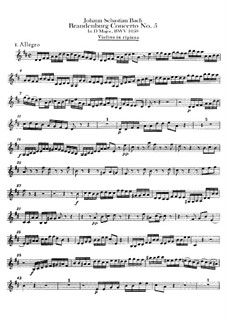 Brandenburg Concerto No.5 in D Major, BWV 1050: parte violinos by Johann Sebastian Bach
