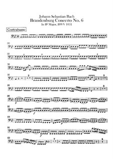 Brandenburg Concerto No.6 in B Flat Major, BWV 1051: Parte contrabaixo by Johann Sebastian Bach