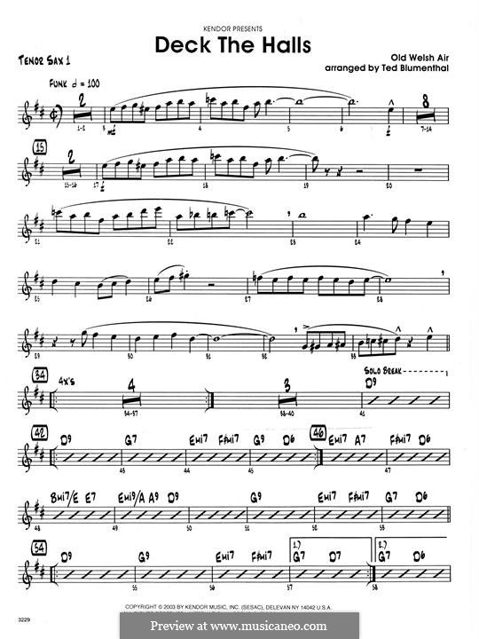 Jazz Ensemble version: 1st Tenor Saxophone part by folklore