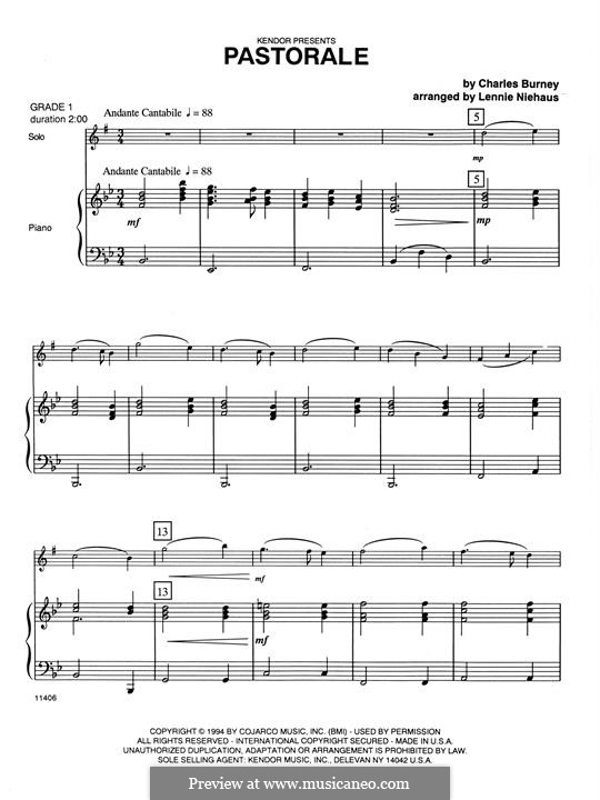 Pastorale: parte piano by Charles Burney
