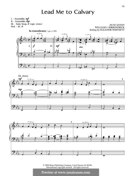 Lead Me to Calvary: para orgãos by William (James) Kirkpatrick