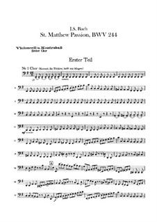 Complete Oratorio: Orchestra I, Cello, Double Bass, Cello Solo (or Viola da gamba) Parts by Johann Sebastian Bach