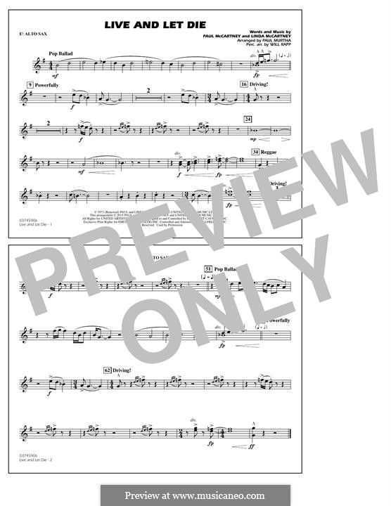 Live and Let Die (arr. Paul Murtha): Eb Alto Sax part by Linda McCartney, Paul McCartney
