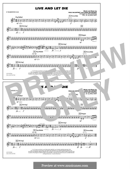 Live and Let Die (arr. Paul Murtha): Eb Baritone Sax part by Linda McCartney, Paul McCartney