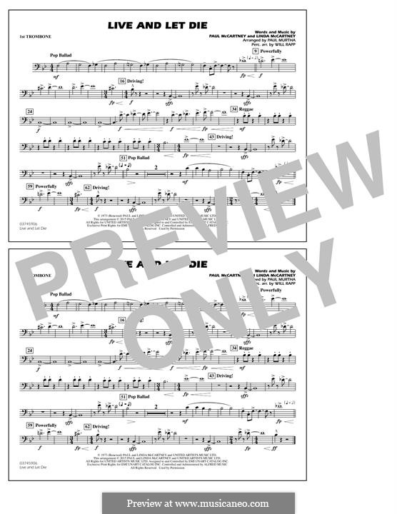 Live and Let Die (arr. Paul Murtha): 1st Trombone part by Linda McCartney, Paul McCartney