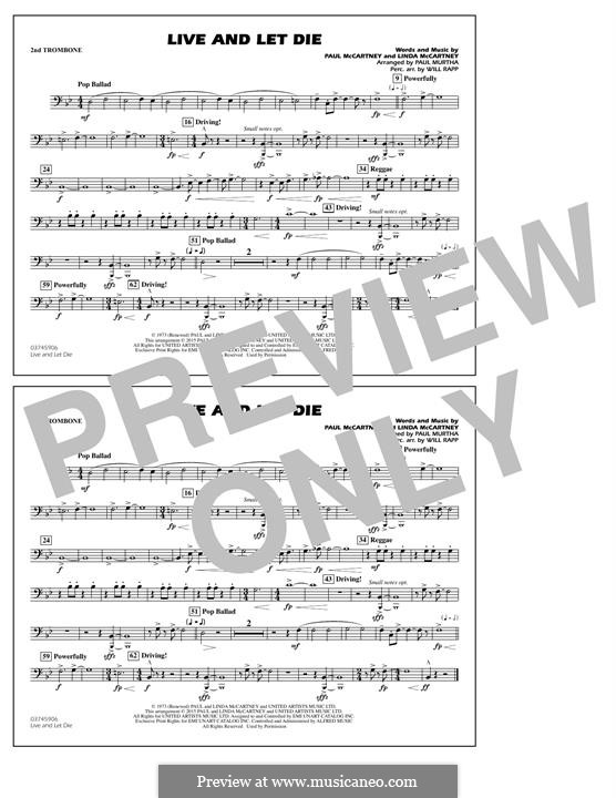 Live and Let Die (arr. Paul Murtha): 2nd Trombone part by Linda McCartney, Paul McCartney