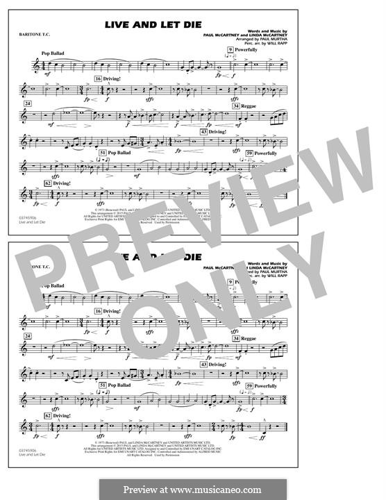 Live and Let Die (arr. Paul Murtha): Baritone T.C. part by Linda McCartney, Paul McCartney