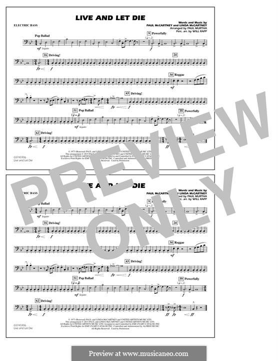 Live and Let Die (arr. Paul Murtha): Electric Bass part by Linda McCartney, Paul McCartney