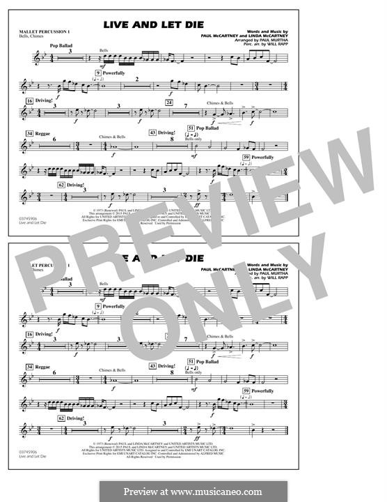 Live and Let Die (arr. Paul Murtha): Mallet Percussion 1 part by Linda McCartney, Paul McCartney