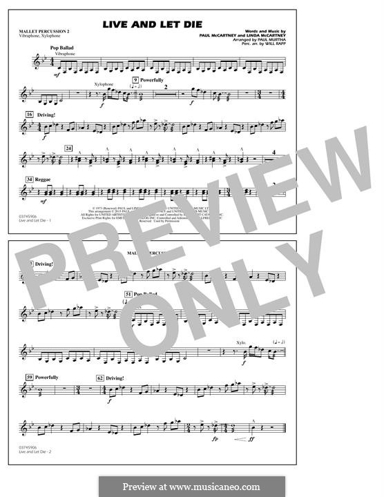 Live and Let Die (arr. Paul Murtha): Mallet Percussion 2 part by Linda McCartney, Paul McCartney