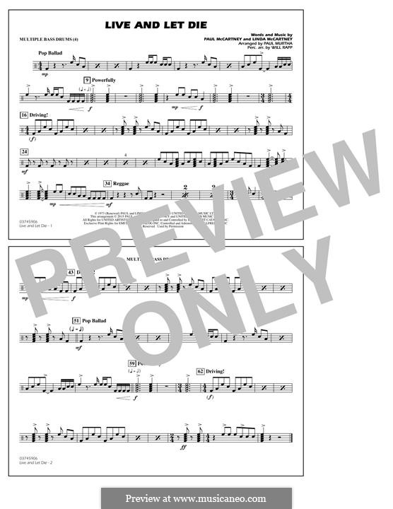 Live and Let Die (arr. Paul Murtha): Multiple Bass Drums part by Linda McCartney, Paul McCartney