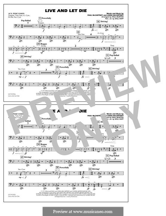 Live and Let Die (arr. Paul Murtha): Aux Percussion part by Linda McCartney, Paul McCartney