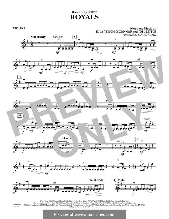 Royals (Orchestra version): Violin 1 part by Ella Yelich-O'Connor, Joel Little