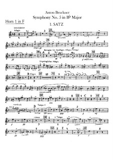Symphony No.5 in B Flat Major, WAB 105: parte trompa by Anton Bruckner
