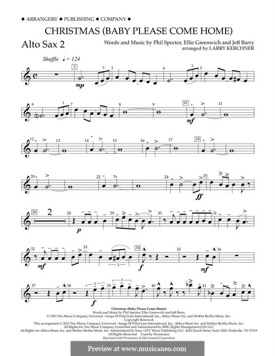 Christmas (Baby Please Come Home) arr. Larry Kerchner: Eb Alto Saxophone 2 part by Ellie Greenwich, Jeff Barry, Phil Spector