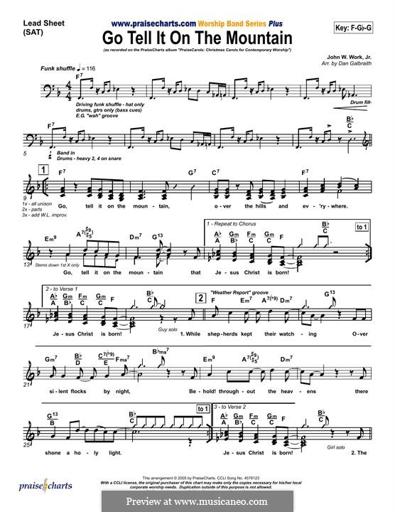 Go, Tell it on the Mountain (Printable Scores): para teclado by folklore