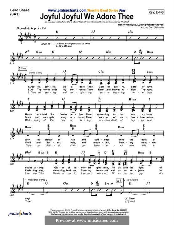 Ode to Joy (Printable scores): Version for keyboard by Ludwig van Beethoven