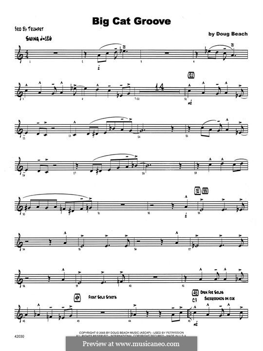 Big Cat Groove: 3rd Bb Trumpet part by Doug Beach
