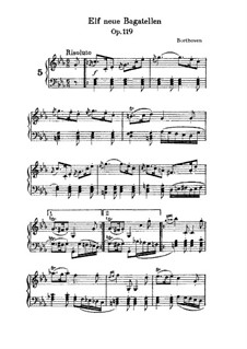 Eleven New Bagatelles for Piano, Op.119: Bagatelle  No.5 by Ludwig van Beethoven