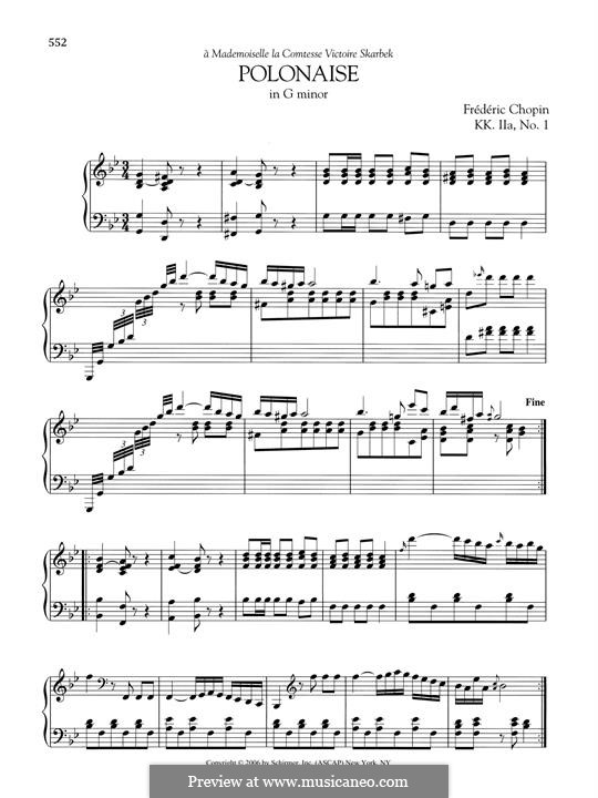 Polonaise in G Minor, B.1 KK IIa/1: Para Piano by Frédéric Chopin