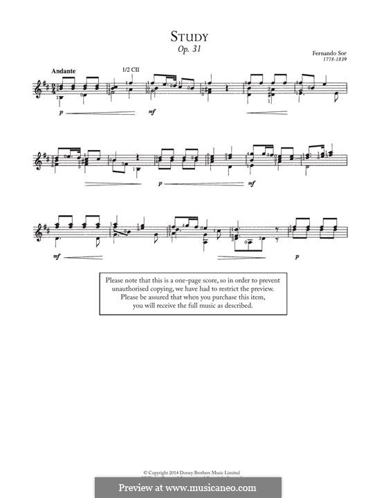 Twenty-Four Progressive Lessons, Op.31: Lesson No.4 by Fernando Sor
