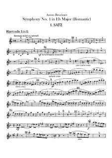 Symphony No.4 in E Flat Major 'Romantic', WAB 104: parte clarinetas by Anton Bruckner