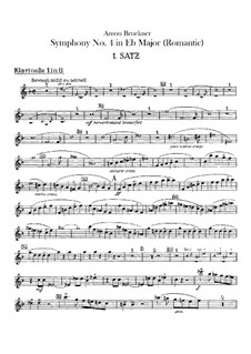 Symphony No.4 in E Flat Major 'Romantic', WAB 104: parte clarinetas by Anton Bruckner