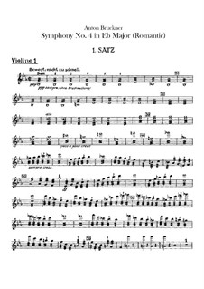 Symphony No.4 in E Flat Major 'Romantic', WAB 104: violino parte I by Anton Bruckner