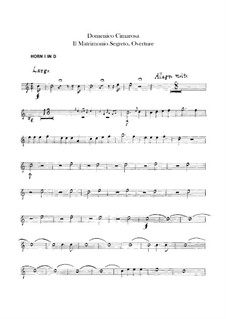 The Secret Marriage: Overture – French Horns I-II Parts by Domenico Cimarosa