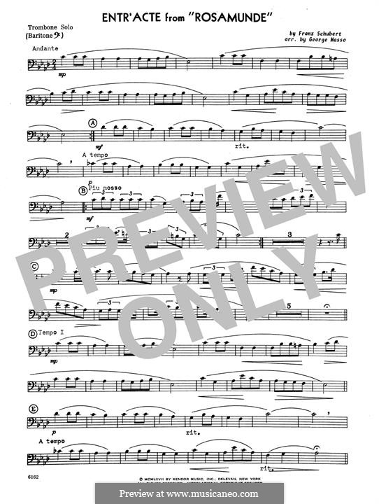 Fragments: Entr'acte, for trombone and piano – trombone part by Franz Schubert