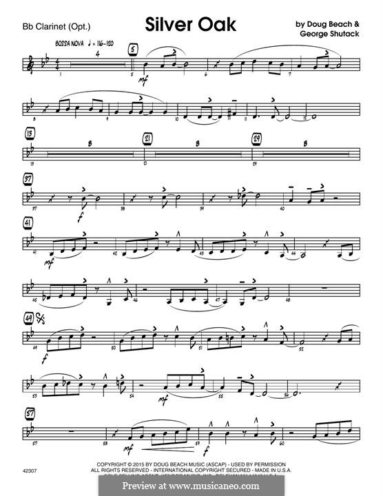Silver Oak: Bb Clarinet part by Doug Beach, George Shutack