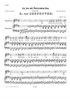 Ich, der mit flatterndem Sinn, WoO 114: Piano score with vocal part by Ludwig van Beethoven